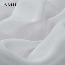 Amii Minimalism Stand-up Neck Chiffon Shirt for Women 2026 Summer Solid Straps Horn Sleeves Loose Elegant Commute Top 12522087