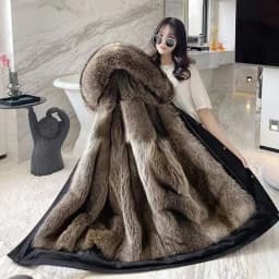 The 2026 Special Winter New Baotu Pai Overcome the Mid-long Removable Raccoon Fur Inner Belly Thick Imitation Fur Coat Female X1