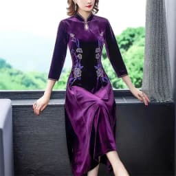 Mrs. Kuo, 300 Pounds Loose Fit, Belly Covering, Warm Gold Velvet Dress, Women's Cheongsam Dress, Improved Version, Female Trendy