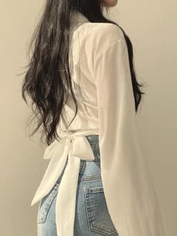 Zoki Women Sexy Cropped Back Bow Blouse Fashion Slim Long Sleeve Female Shirt Spring Korean Solid White Harajuku All Match Tops