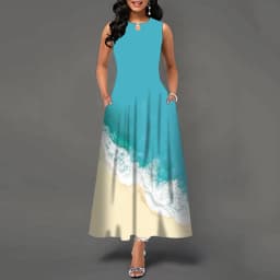 Women New Loose Floral Vintage Hole Ruffles Befree Big Large Dress Large Big Summer Camis Party Elegant Maxi Dresses
