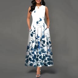 Women New Loose Floral Vintage Hole Ruffles Befree Big Large Dress Large Big Summer Camis Party Elegant Maxi Dresses