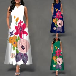 Women New Loose Floral Vintage Hole Ruffles Befree Big Large Dress Large Big Summer Camis Party Elegant Maxi Dresses