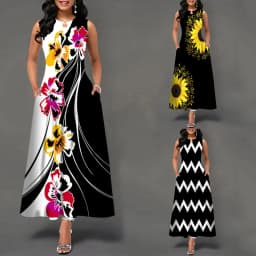 Women New Loose Floral Vintage Hole Ruffles Befree Big Large Dress Large Big Summer Camis Party Elegant Maxi Dresses
