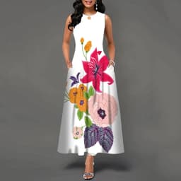 Women New Loose Floral Vintage Hole Ruffles Befree Big Large Dress Large Big Summer Camis Party Elegant Maxi Dresses