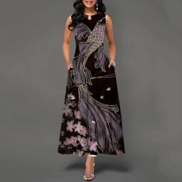 Women New Loose Floral Vintage Hole Ruffles Befree Big Large Dress Large Big Summer Camis Party Elegant Maxi Dresses