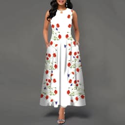 Women New Loose Floral Vintage Hole Ruffles Befree Big Large Dress Large Big Summer Camis Party Elegant Maxi Dresses