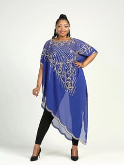 Spring 2024 New African Women's Fashion Gown Chiffon Batwing Sleeve Sequins And Fringes Loose Versatile Dress With Free Size