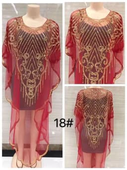 Spring 2024 New African Women's Fashion Gown Chiffon Batwing Sleeve Sequins And Fringes Loose Versatile Dress With Free Size