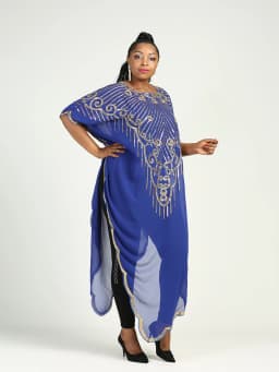 Spring 2024 New African Women's Fashion Gown Chiffon Batwing Sleeve Sequins And Fringes Loose Versatile Dress With Free Size