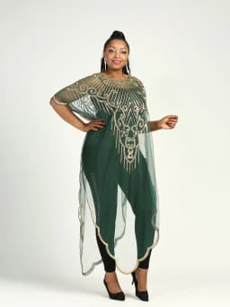 Spring 2024 New African Women's Fashion Gown Chiffon Batwing Sleeve Sequins And Fringes Loose Versatile Dress With Free Size