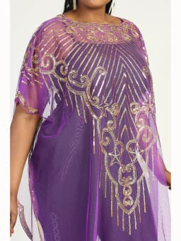 Spring 2024 New African Women's Fashion Gown Chiffon Batwing Sleeve Sequins And Fringes Loose Versatile Dress With Free Size