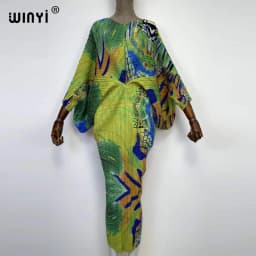 plissado mulher vestido hit cor v colarinho batwing manga longa solta bezerro vestidos de comprimento longo estilo casual 2021
