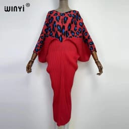 plissado mulher vestido hit cor v colarinho batwing manga longa solta bezerro vestidos de comprimento longo estilo casual 2021