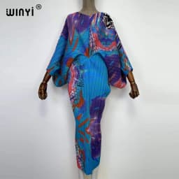 plissado mulher vestido hit cor v colarinho batwing manga longa solta bezerro vestidos de comprimento longo estilo casual 2021
