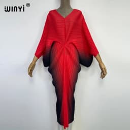 plissado mulher vestido hit cor v colarinho batwing manga longa solta bezerro vestidos de comprimento longo estilo casual 2021