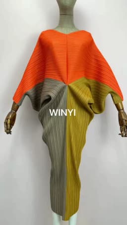 plissado mulher vestido hit cor v colarinho batwing manga longa solta bezerro vestidos de comprimento longo estilo casual 2021