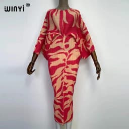 plissado mulher vestido hit cor v colarinho batwing manga longa solta bezerro vestidos de comprimento longo estilo casual 2021