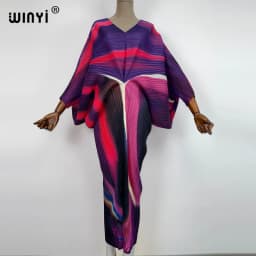 plissado mulher vestido hit cor v colarinho batwing manga longa solta bezerro vestidos de comprimento longo estilo casual 2021