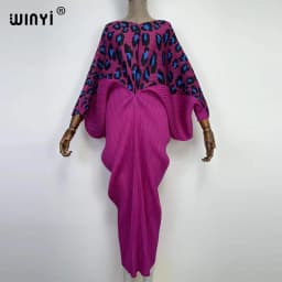 plissado mulher vestido hit cor v colarinho batwing manga longa solta bezerro vestidos de comprimento longo estilo casual 2021