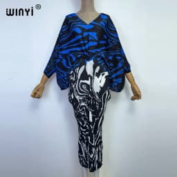 plissado mulher vestido hit cor v colarinho batwing manga longa solta bezerro vestidos de comprimento longo estilo casual 2021