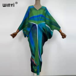 plissado mulher vestido hit cor v colarinho batwing manga longa solta bezerro vestidos de comprimento longo estilo casual 2021