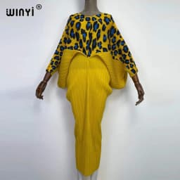 plissado mulher vestido hit cor v colarinho batwing manga longa solta bezerro vestidos de comprimento longo estilo casual 2021