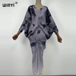 plissado mulher vestido hit cor v colarinho batwing manga longa solta bezerro vestidos de comprimento longo estilo casual 2021