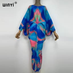 plissado mulher vestido hit cor v colarinho batwing manga longa solta bezerro vestidos de comprimento longo estilo casual 2021
