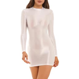 Women Oil Bodycon Dress Smooth Stretchy Tight Party Dress Female Sexy Envening Dresses Glossy Long Sleeve Bodycon Dress Clubwear