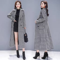 2026 Fashion Spring Plaid Woolen Jacket Ladies Clothing Elegant Slim Temperament Long Outwear Windproof Women Windbreaker Coats