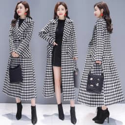 2026 Fashion Spring Plaid Woolen Jacket Ladies Clothing Elegant Slim Temperament Long Outwear Windproof Women Windbreaker Coats