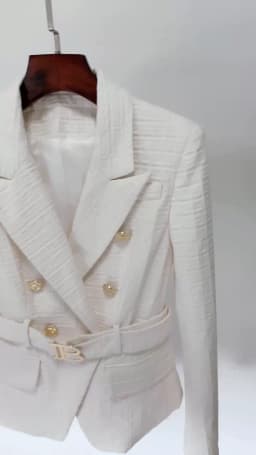 HIGH STREET Newest 2026 Designer Jacket Women's Double Breasted Lion Buttons Monogram Jacquard Belted Blazer