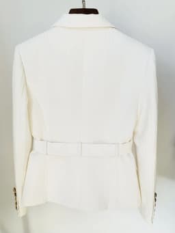 HIGH STREET Newest 2026 Designer Jacket Women's Double Breasted Lion Buttons Monogram Jacquard Belted Blazer