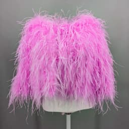 Luxurious Furry Ostrich Feather Jacket, Peach Fuzz Fashion, Wedding Party, Concert, Bride B230408, 2024