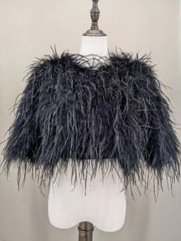 Luxurious Furry Ostrich Feather Jacket, Peach Fuzz Fashion, Wedding Party, Concert, Bride B230408, 2024