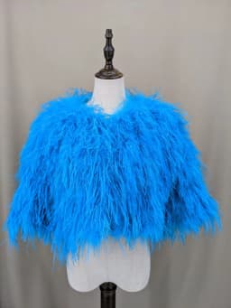 Luxurious Furry Ostrich Feather Jacket, Peach Fuzz Fashion, Wedding Party, Concert, Bride B230408, 2024