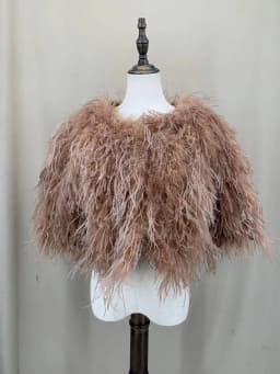 Luxurious Furry Ostrich Feather Jacket, Peach Fuzz Fashion, Wedding Party, Concert, Bride B230408, 2024
