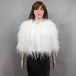 Luxurious Furry Ostrich Feather Jacket, Peach Fuzz Fashion, Wedding Party, Concert, Bride B230408, 2024