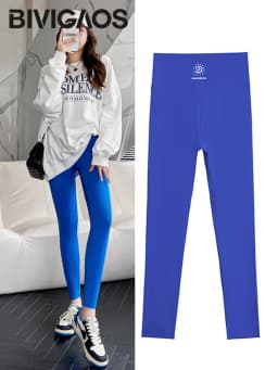BIVIGAOS Women Fall New Sun Offset Print Sharkskin Leggings High Waist Elastic Sport Fitness Leggings Multicolor Shaper Leggings
