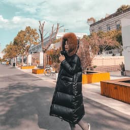 Maomaokong 2026 Women Winter Black Loose Long Down Jacket Real Fox Fur Collar Hooded Fashion Waterproof Female Extra Large Coat