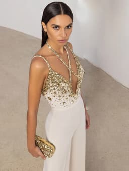 HIGH STREET Newest Fashion Summer 2026 Designer Women Spaghetti Strap Stunning Strass Stone Didmonds Beading Straight Jumpsuit