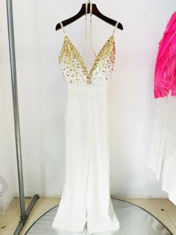 HIGH STREET Newest Fashion Summer 2026 Designer Women Spaghetti Strap Stunning Strass Stone Didmonds Beading Straight Jumpsuit