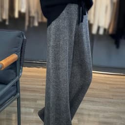 LHZSYY Autumn Winter New 100%Pure Wool Wide-Leg Pants Women' High-Waist Korean Straight Leg Pants Loose Wear Cashmere Knit Pants