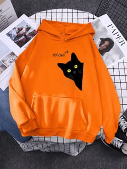 Hoody Big Black Cat Personality Print Hoodie Womens Streetwear Warm Hoodies For Girls Fashion Winter Women Sweatshirt And Hoodie