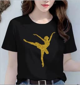 Dance Letter Print T Shirt Ballet Silhouette Monogram Print Women's T-shirt Loose Aesthetic Tops Graphic T Shirts Pro Choice