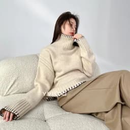 100% Pure Wool Sweater Women's 2025 Autumn and Winter New High Neck Pullover Fashionable Loose Plus Size Warm Knit Top