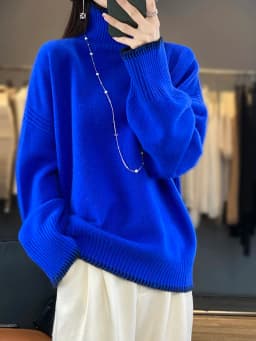 100% Pure Wool Sweater Women's 2025 Autumn and Winter New High Neck Pullover Fashionable Loose Plus Size Warm Knit Top