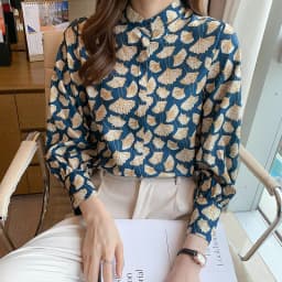 France style Women Blouses ginkgo printed ladies shirts Spring Autumn Long Sleeve Shirts Tops Blusas Mujer