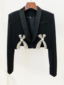 HIGH STREET Newest 2026 Designer Runway Suit Set Women's Luxurious Diamonds Beaded Short Blazer Skirt Suit